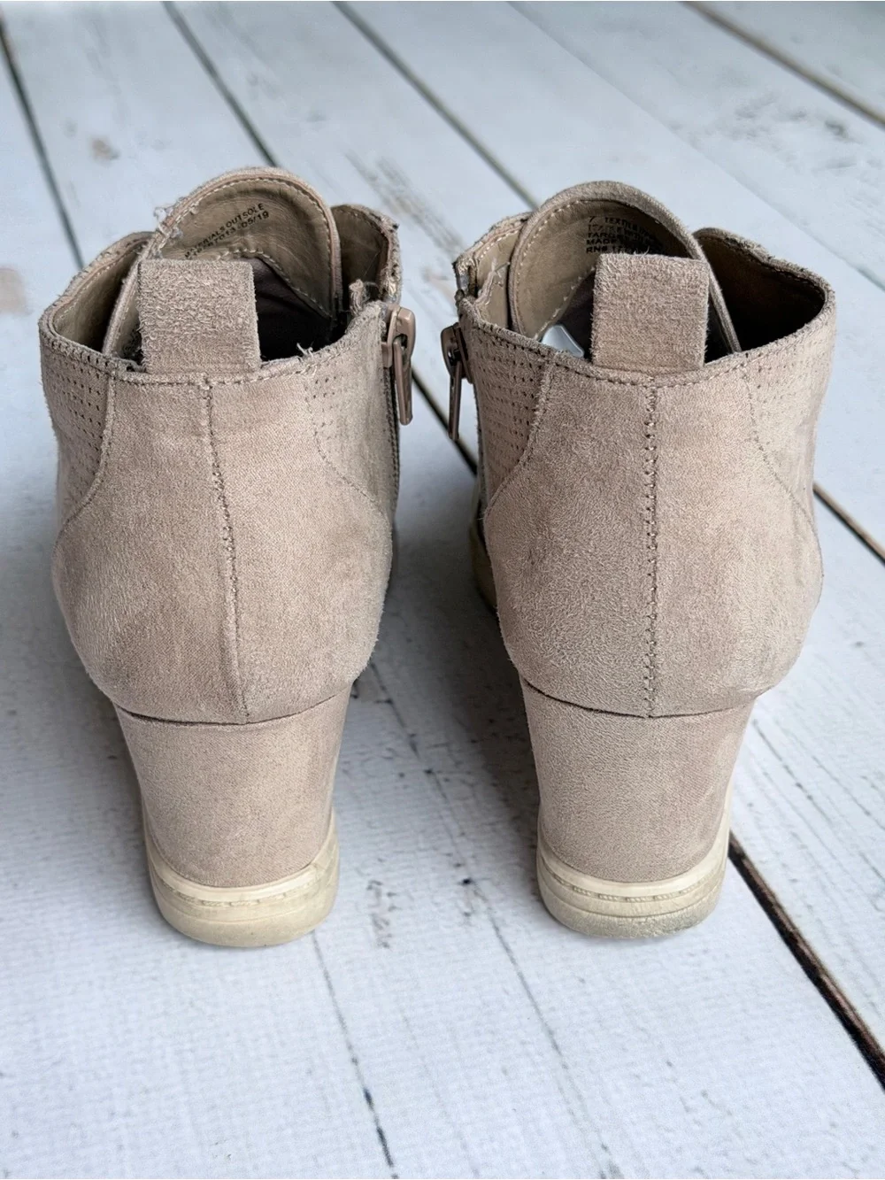 A New Day Kolie Hidden Wedge Sneakers Taupe Perforated Booties - Size 7